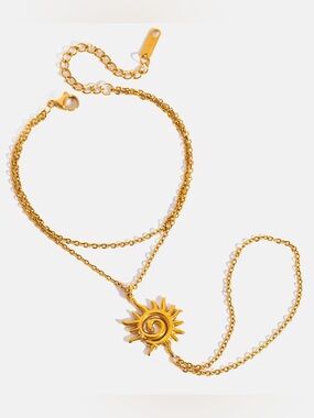 18K Gold Plated Sun Pendant Hand Chain
